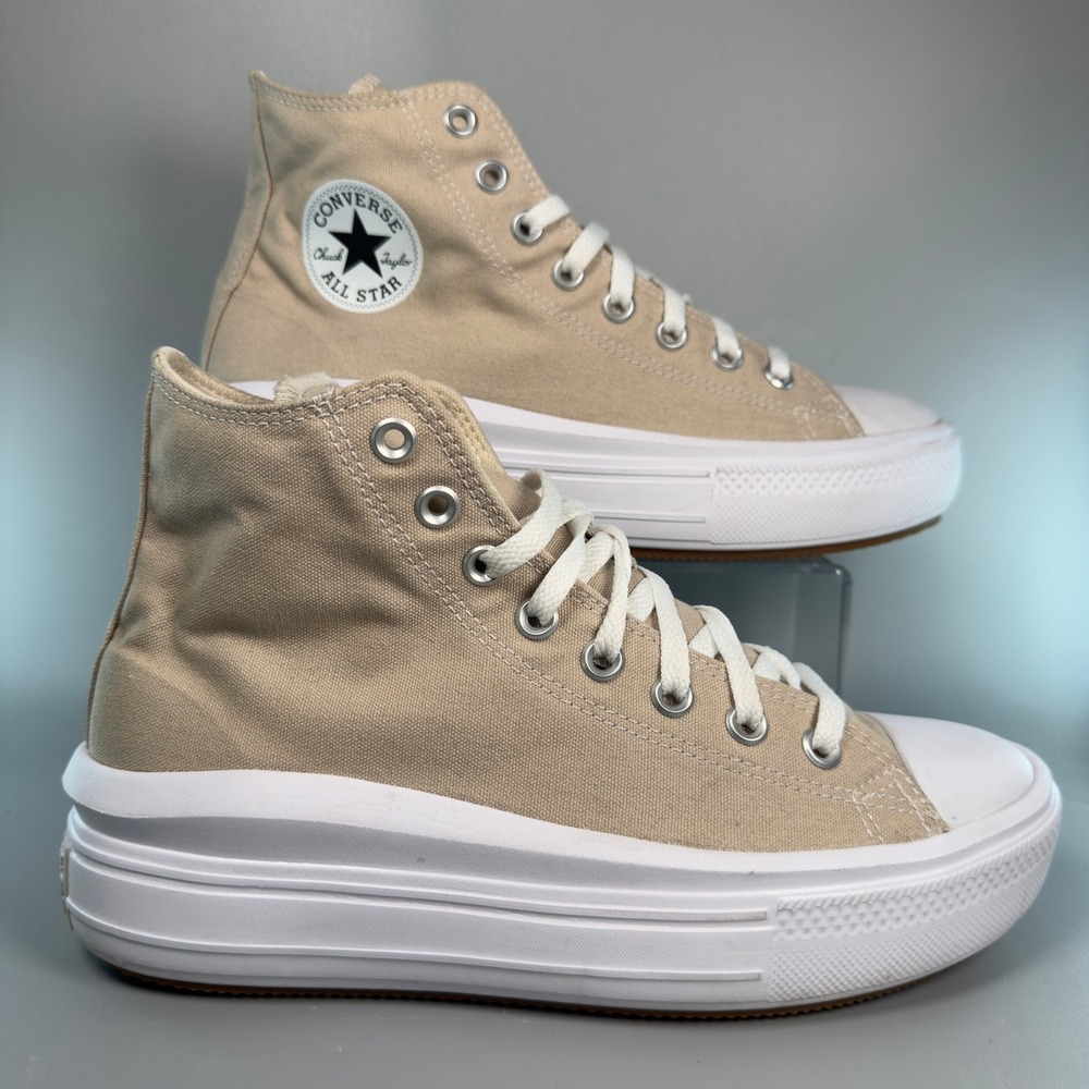 Converse Chuck Taylor All Star Move Platform Women 10 High Sneaker Beige Lace Up